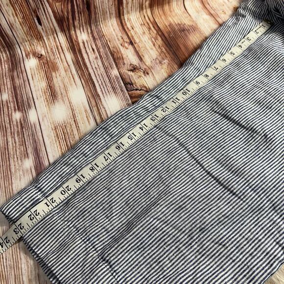 J Jill Love 100% Linen Size Large Blue White Stripe Crop Wide Leg Pants 36x23 - Picture 8 of 12